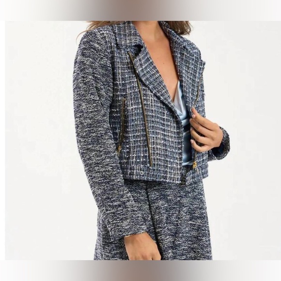 SUNDAYS bliss lined jacket navy zip up top blazer size small - Picture 2 of 10